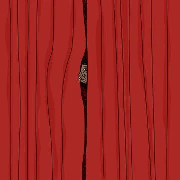 Peeking from curtain Stock Illustration