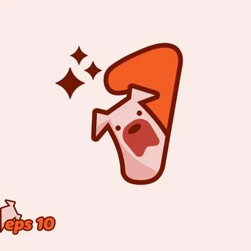 Peeking Dog Numeric 1 Stock Illustration