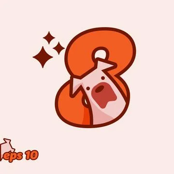 Peeking Dog Numeric 8 Stock Illustration