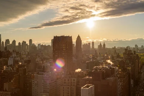 Peeking Sun Skyline Stock Footage 127122935