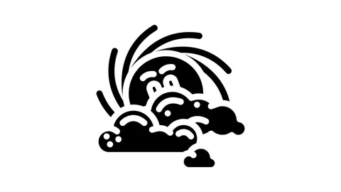 Peeking through clouds sun character glyph icon animation Stock Footage 326731962