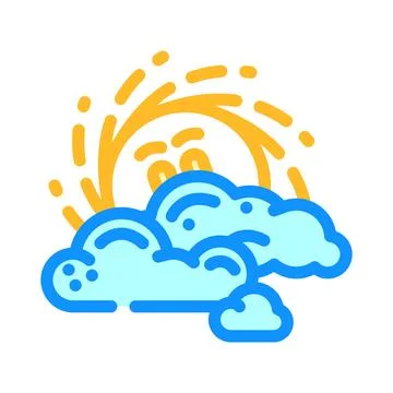 Peeking through clouds sun character color icon vector illustration Illustrazione stock