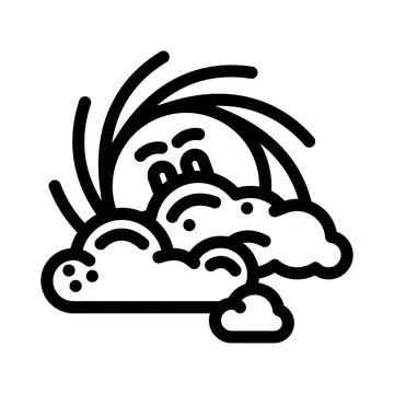Peeking through clouds sun character line icon vector illustration Stock Illustration