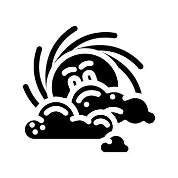 Peeking through clouds sun character glyph icon vector illustration Stock Illustration