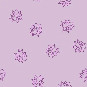 Peeking through clouds sun character line seamless pattern Stock Illustration