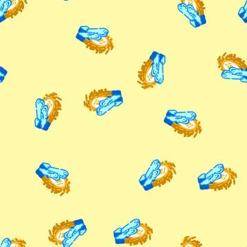 Peeking through clouds sun character isometric icon seamless pattern Stock Illustration