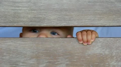 Peeking Toddler Stock Footage 11479119