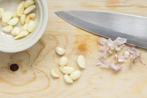 Peel garlic Stock Photos