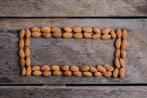 Peeled almonds closeup. For vegetarians. Stock Photos