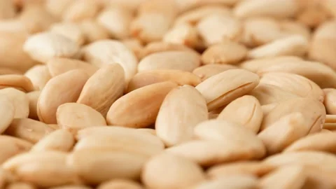 Peeled almonds, side view. Nuts. Healthy food. Stock Footage 144685285