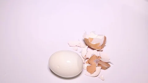 Peeled Boiled Egg And Eggshell Stock Footage 73419846