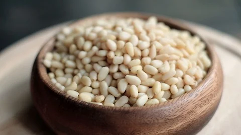 Peeled cedar nuts Stock Footage 127219704