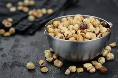 Peeled Hazelnuts (close up shot; selective focus) Stock Photos