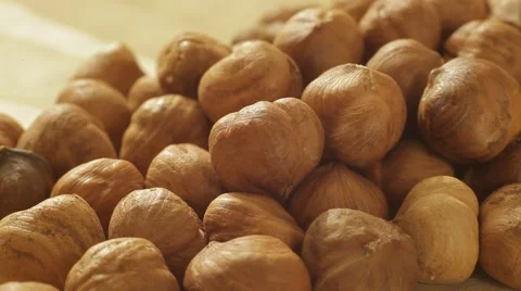 Peeled hazelnuts. Macro. Close up. Stock Footage 62449750