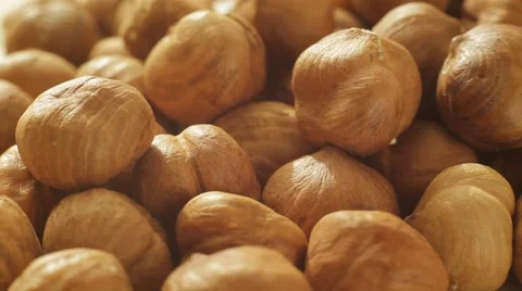 Peeled hazelnuts. Macro. Close up. Video stock 62449837