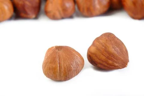 Peeled hazelnuts Stock Photos