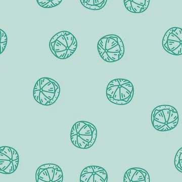 Peeled mandarin line vector seamless pattern Stock Illustration