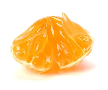 Peeled mandarin segment isolated on white background Stock Photos