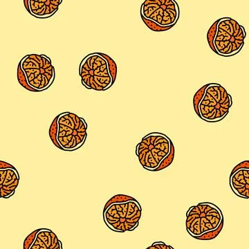 Peeled mandarin vector seamless pattern Stock Illustration