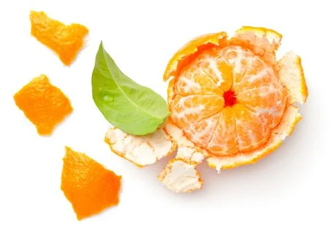 Peeled Mandarine Isolated On White Background Stock Photos