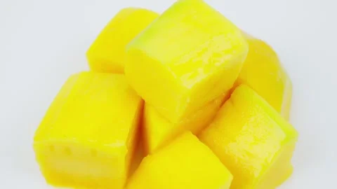 Peeled Mango Rotating on White Background Isolated Stock Footage 325349706