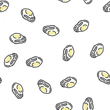 Peeled oyster vector seamless pattern Stock Illustration