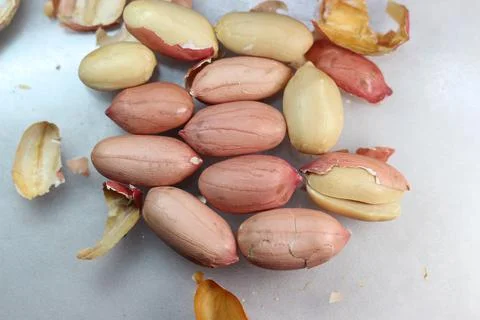Peeled peanut with shells Stock Photos