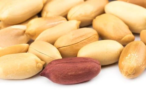 Peeled peanuts for background.Top view, close up Stock Photos