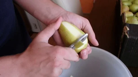 Peeled pears Stock Footage 78704725
