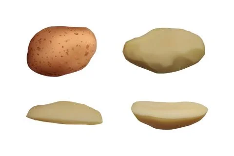 Peeled Potatoes set. Stock Illustration