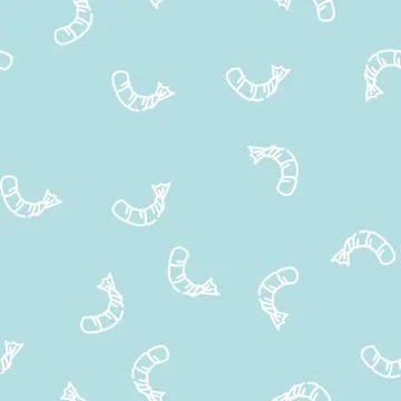 Peeled shrimp line vector seamless pattern Illustrazione stock