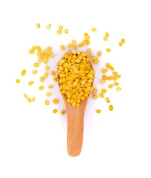 Peeled split mung bean isolated on white background 写真素材
