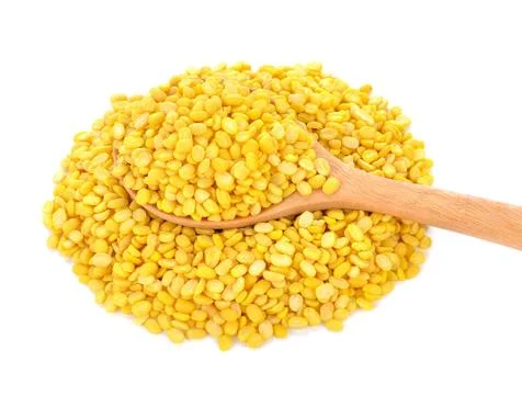 Peeled split mung bean isolated on white. Stock Photos
