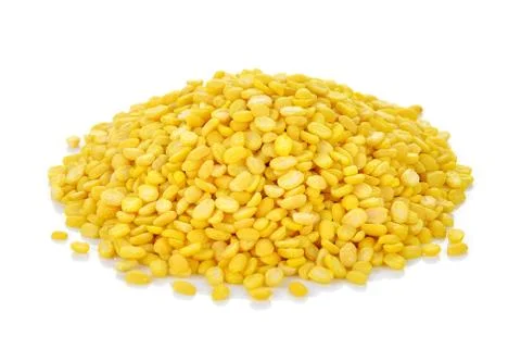 Peeled split mung bean isolated on white. Stock Photos