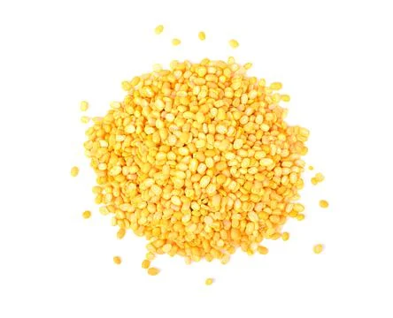 Peeled split mung bean isolated on white background. Stock-Fotos
