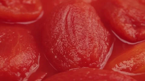 Peeled tomatoes texture, fresh canned tomato Juice sauce, bowl with peeled Stock Footage 267022360