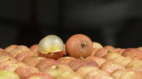 Peeled Translucent And Whole Longan Fruits Spinning Close-Up Stock Footage 337239703