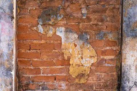 Peeled wall, brick, wall texture, can be used as a background. Brick texture Stock Photos