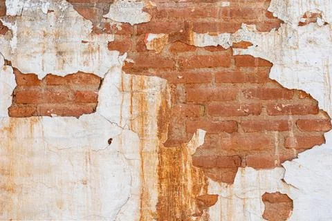 Peeled wall, brick, wall texture, can be used as a background. Brick texture Stock Photos