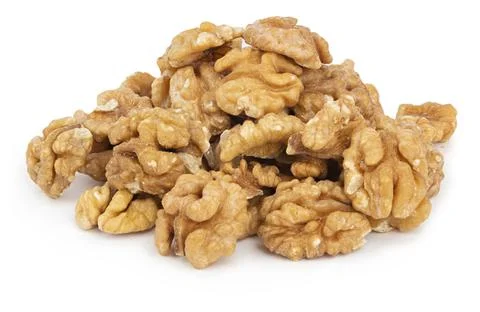 Peeled walnuts on white background Stock Photos