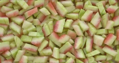 Peeled watermelon rind chunks background... | Stock Video | Pond5