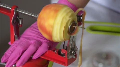 Peeling an apple from a peel. Stock Footage 115499552