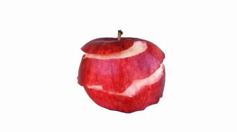 Peeling an apple on white background - stop motion animation. Stock Footage 42776798