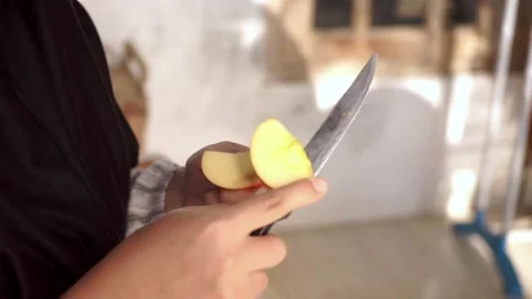 Peeling apples Stock Footage 293295286