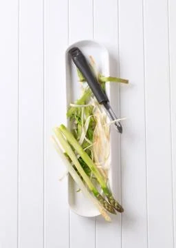 Peeling asparagus spears Stock Photos