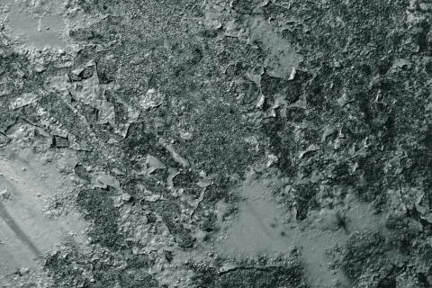 Peeling black paint on old rusty iron Stock Photos