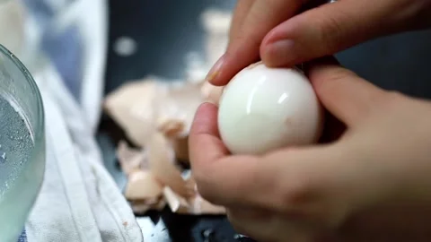 Peeling Boiled Egg Stock Footage 131412090