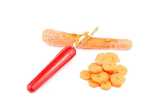 Peeling a carrot Foto stock