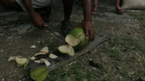 Peeling coconut Stock Footage 12366452