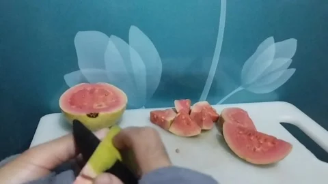 Peeling crystal guava Stock Footage 229303201